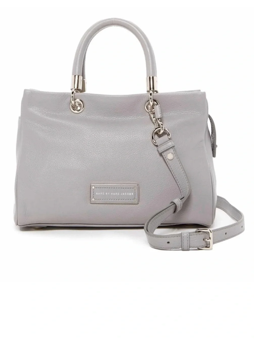 Marc Jacobs Too Hot to Handle Light Gray Pebbled Leather Satchel Crossbody